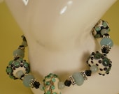 Gorgeous Lampwork Bracelet with Gems - Sterling Silver
