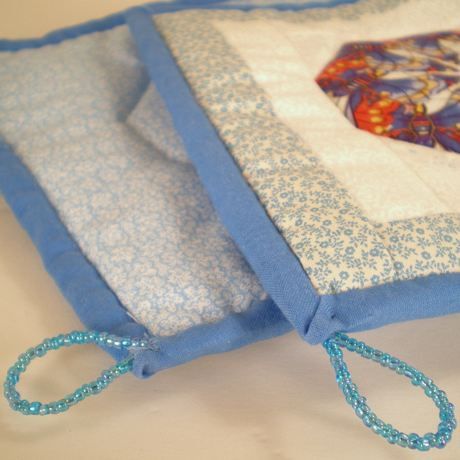 Set of 2 Kaleidoscope Potholders - Blues