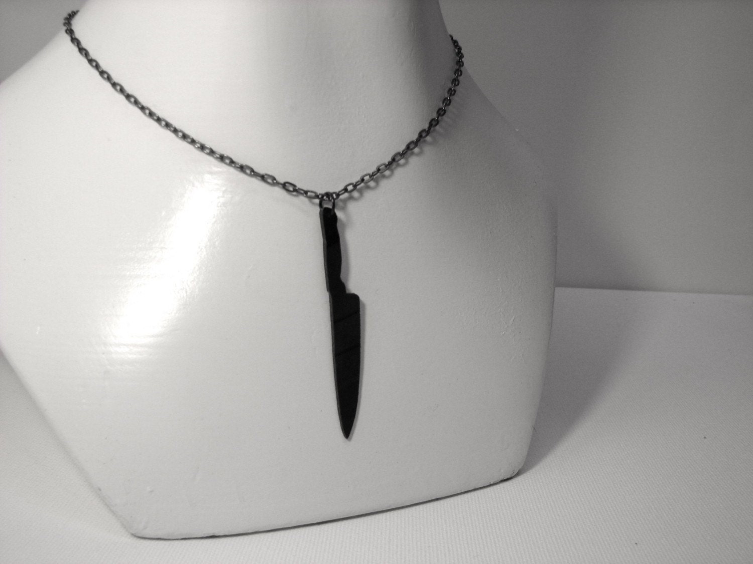 Knife Necklace Recycled Record Silhouette