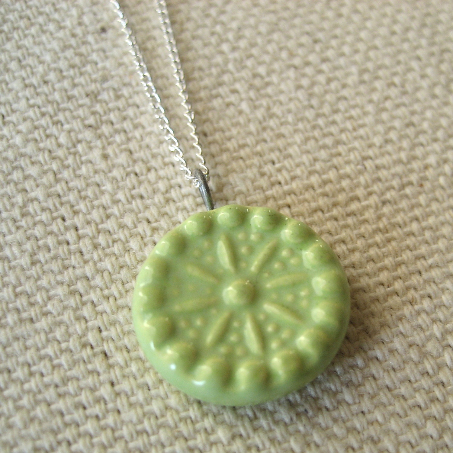 carnival necklace, celery ... handmade porcelain jewelry by Sofia Masri
