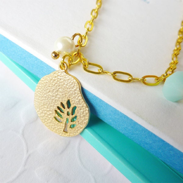 Gold Tree Pendant  Necklace. Wedding Necklace. Bridal Jewelry. Bridesmaid Gift.
