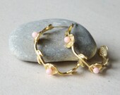 Gold Rose Vine Hoop Earrings. 925 Sterling Silver Ear Posts. Grecian Earrings. Bridesmaid Gifts. Bridal Party Gifts. Wedding Party Gifts.
