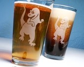 Tyrannosaurus Rex Dinosaur - 1 etched beer pint glass