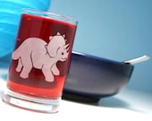 Triceratops Etched Juice Glass - dinosaur kitchen glassware