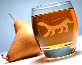 Honey Badger Rocks Glass - crazy nasty ass honey badger