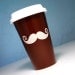 Mustatache Travel Mug - insulated brown ceramic coffee cup