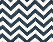 Home Decor FABRIC - Chevron - Navy Blue / White