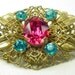 Czech Rhinestone Pin - Vintage Filigree Brooch