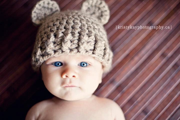 Animal Baby Hat,  Light Brown Teddy Bear Baby Hat - Newborn Beanie