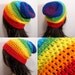 Slouchy Beanie Crochet Hat in Chakra Rainbow Stripes