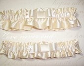 Satin Elegance Ivory on Ivory Wedding Garter Set   NS