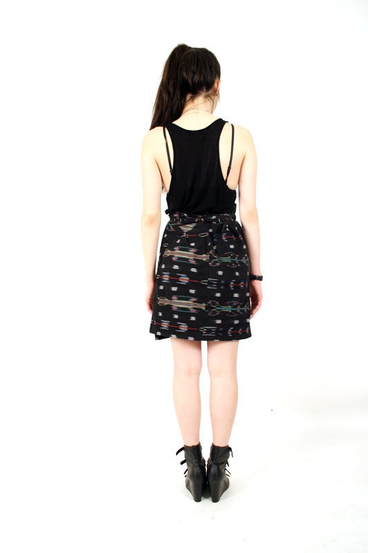 vintage IKAT woven cotton wrap skirt M L
