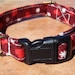 Puppy Love - Organic Cotton CAT Collar Breakaway Safety Red Hearts - All Antique Brass Hardware