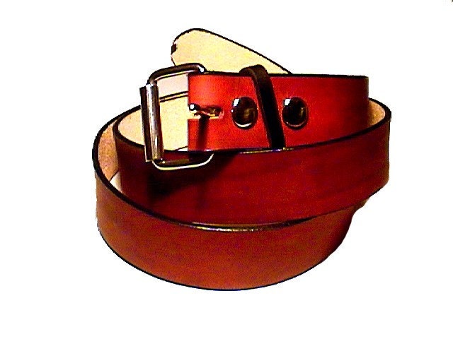 Red Leather Belt - Plain Solid Color Cherry Red Belt