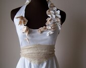 Romantic Wedding Dress Boho Short Cream Shabby Chic Romantic Handmade Alternative Beach Bridal Gown Made to Order Custom One of a Kind