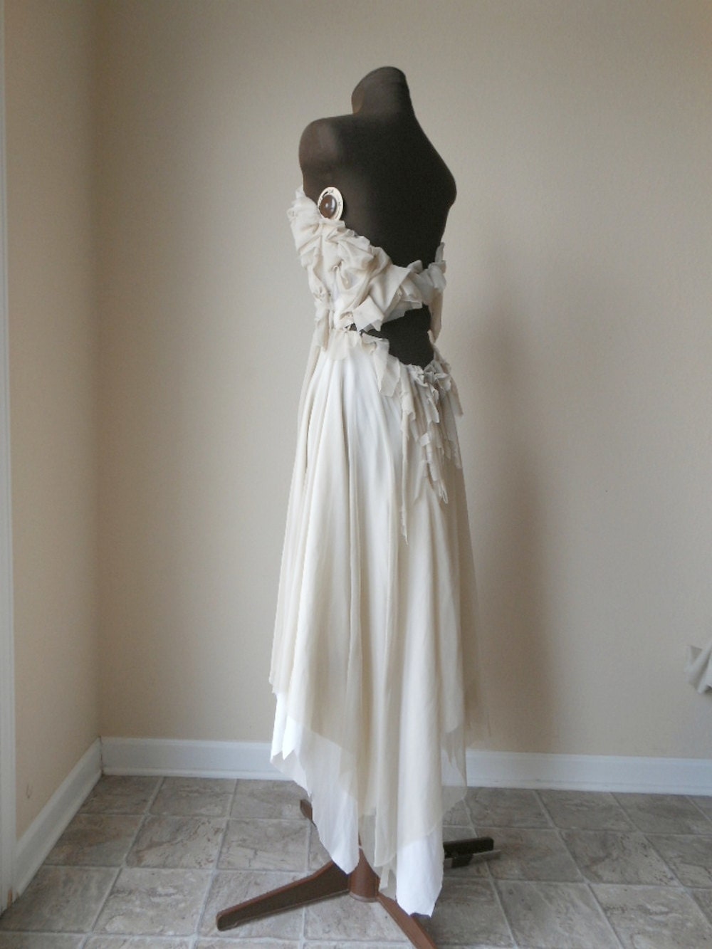 RESERVED Ethereal Ecru Wedding Dress Black Tie Strapless Formal Ball Gown Elegant Red Carpet Evening Gown Mad Men Romantic Fairytale