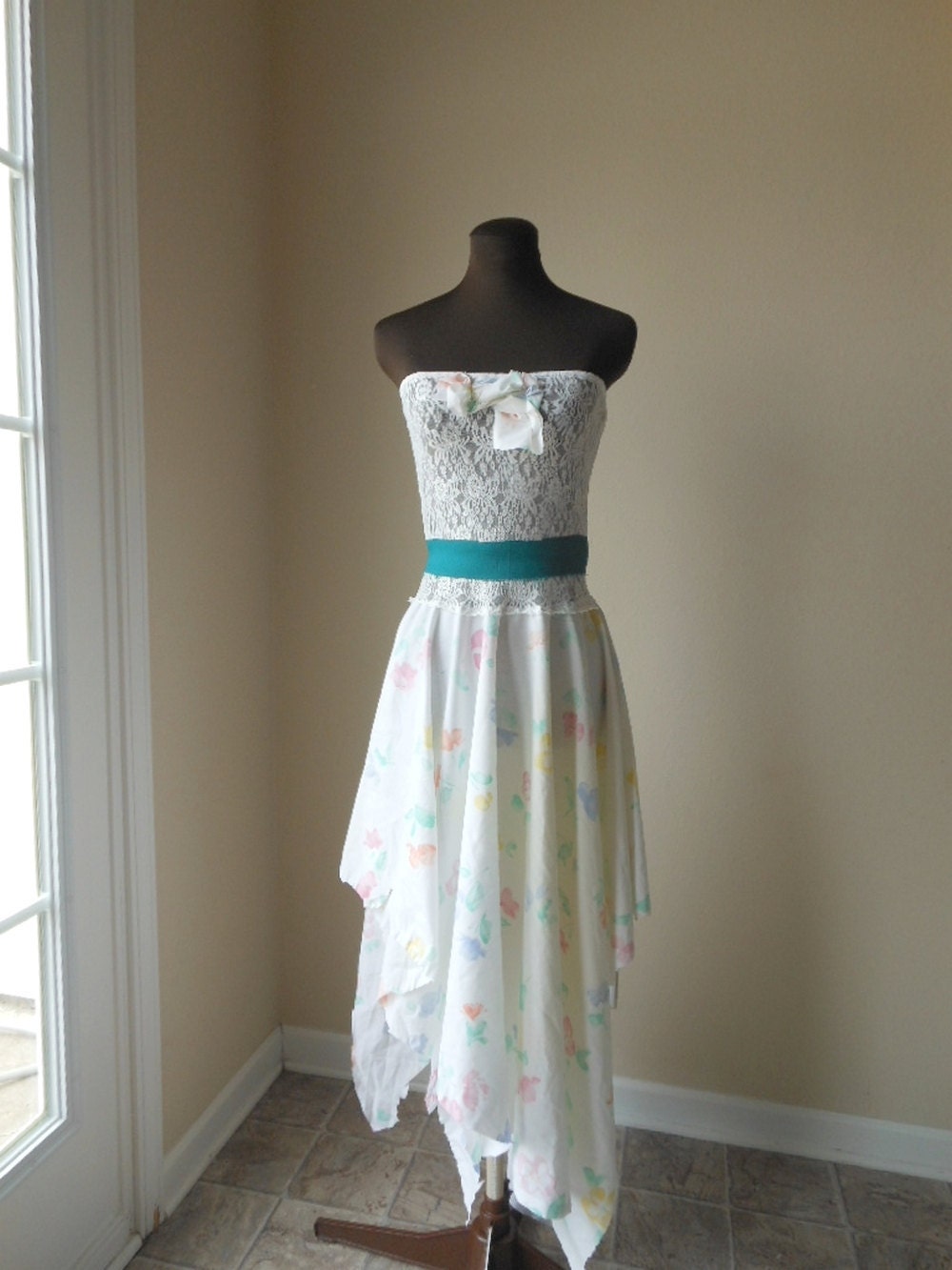 Flower Wedding Dress Pixie Woodland Faerie Fantasy Garden Party Alternative Wedding Flower Beach Formal Gown