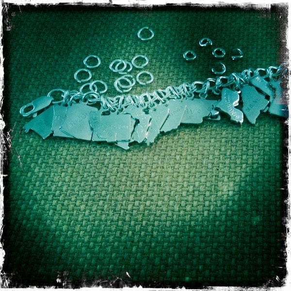 State Charm Bracelet Silver or Gold All States Available Customize Personalized Friendship Bracelet