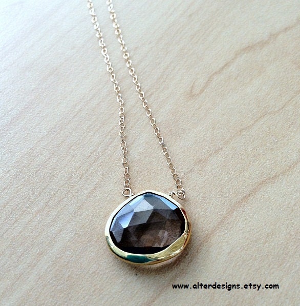 Orange Carnelian Necklace Faceted Bezel Set Handmade Semi Precioius Stone Jewelry Gold Vermeil Bezel Set