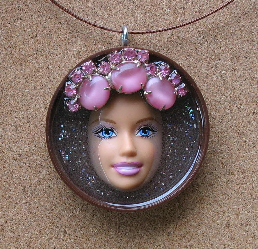 Upcycled Barbie Doll Pendant - Cupcake