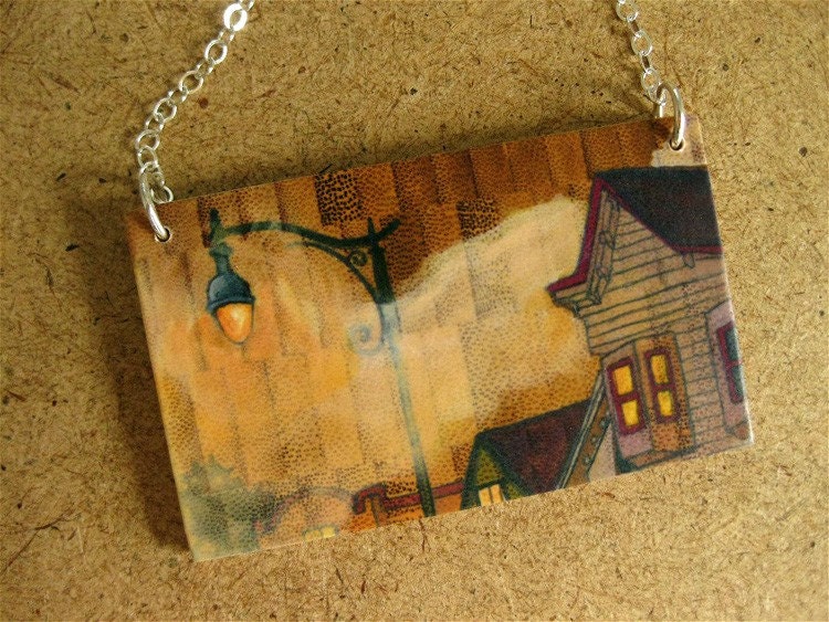 Church St 1.5x2.5 Paper and Wood Necklace