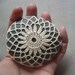 Crocheted Lace Stone, Floral Motif, Beige, Handmade