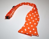 Freestyle Bowtie for Men Orange and White Dots LOTS of COLORS AVAILABLE