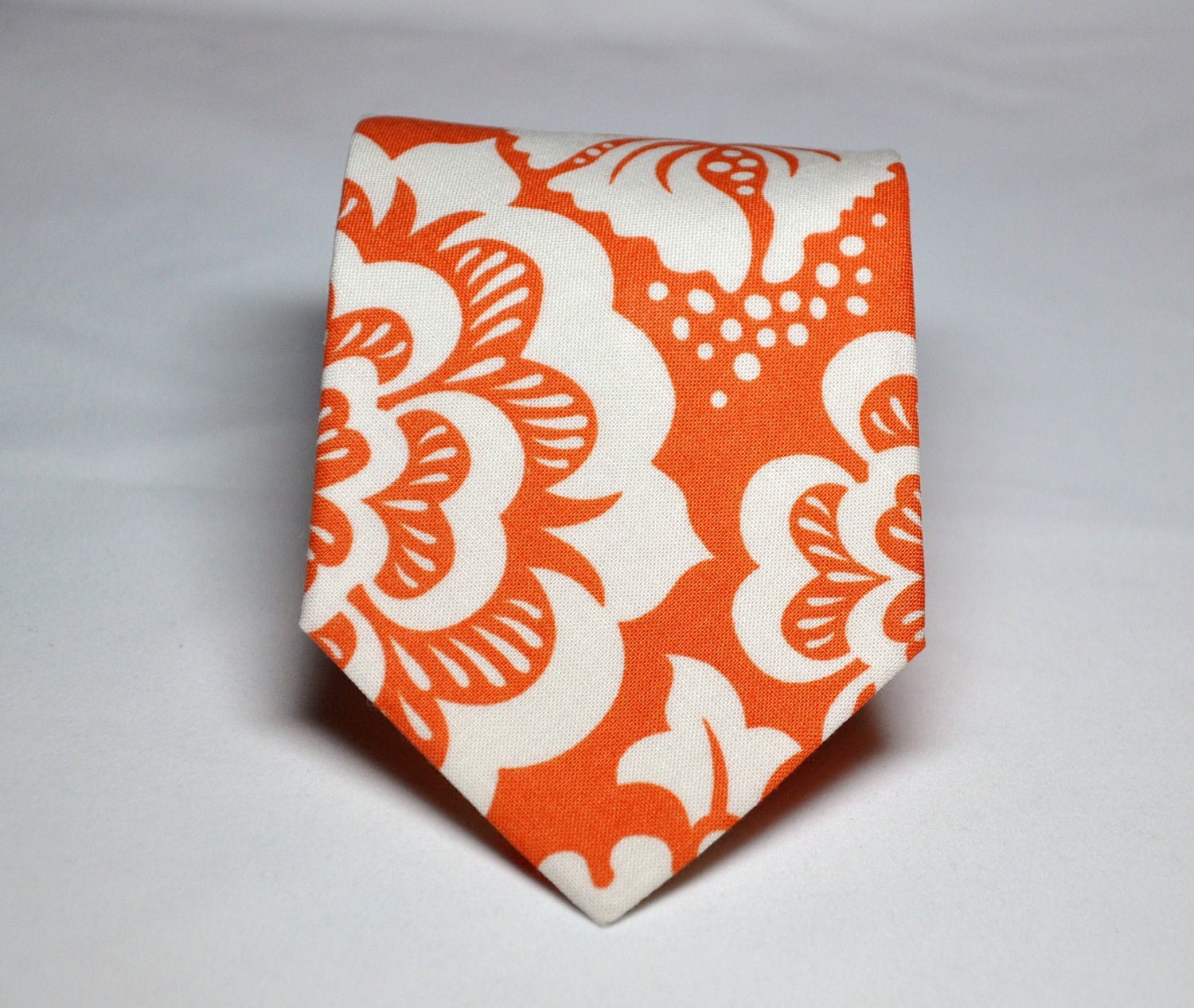 Mens Necktie Orange Block Floral