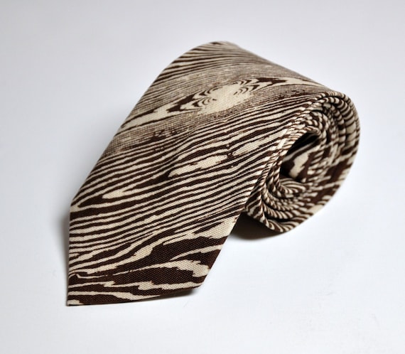 Faux Bois Necktie - Woodgrain Coffee Brown Mens Tie