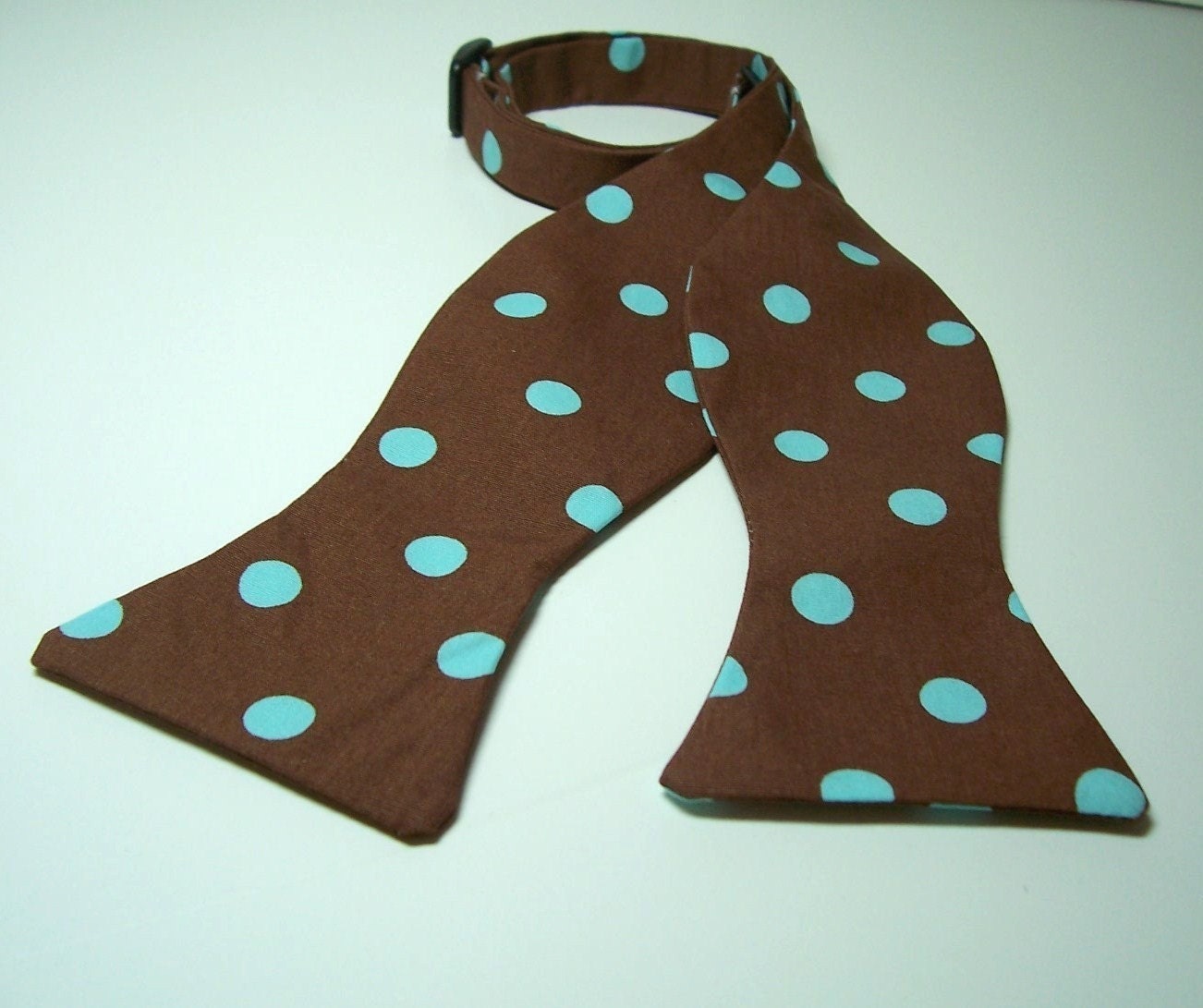 Freestyle Bow Tie for Men Chocolate Blue Dots