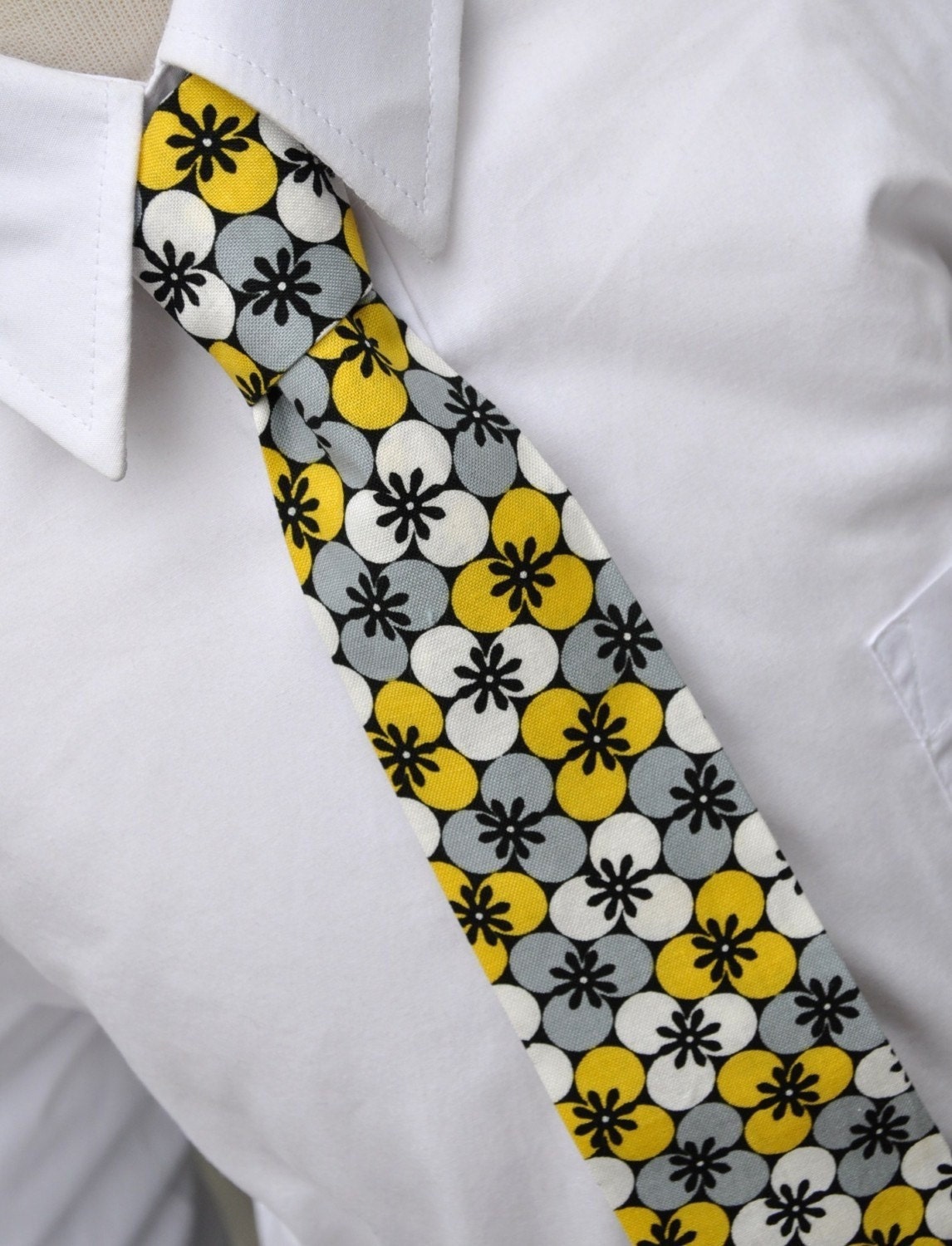 Necktie Gray and Yellow Blossoms Me and Matilda Everyday Tie