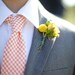 Men's Tie Orange Gingham Necktie for Children or Men Fall Wedding