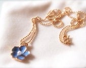 Hazel -- Something Blue Necklace - Gold Jewelry, Pearl Centred Flowers, Classic Chic, Dreamy Romantic, Floral Necklace, Baby Blue