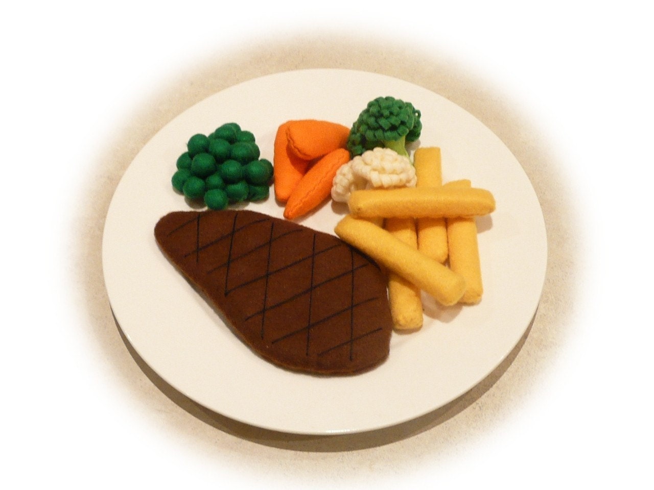 Pretend Play Kitchen - Felt Food Patterns - The Steak Dinner