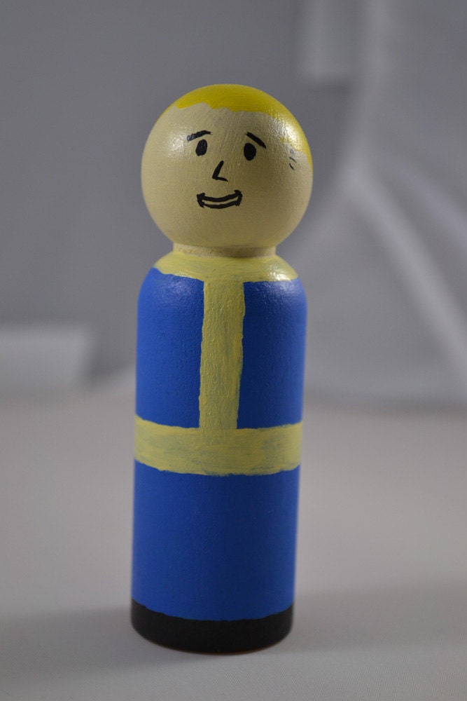 Vault Boy (Fallout series) Handpainted Wooden Peg