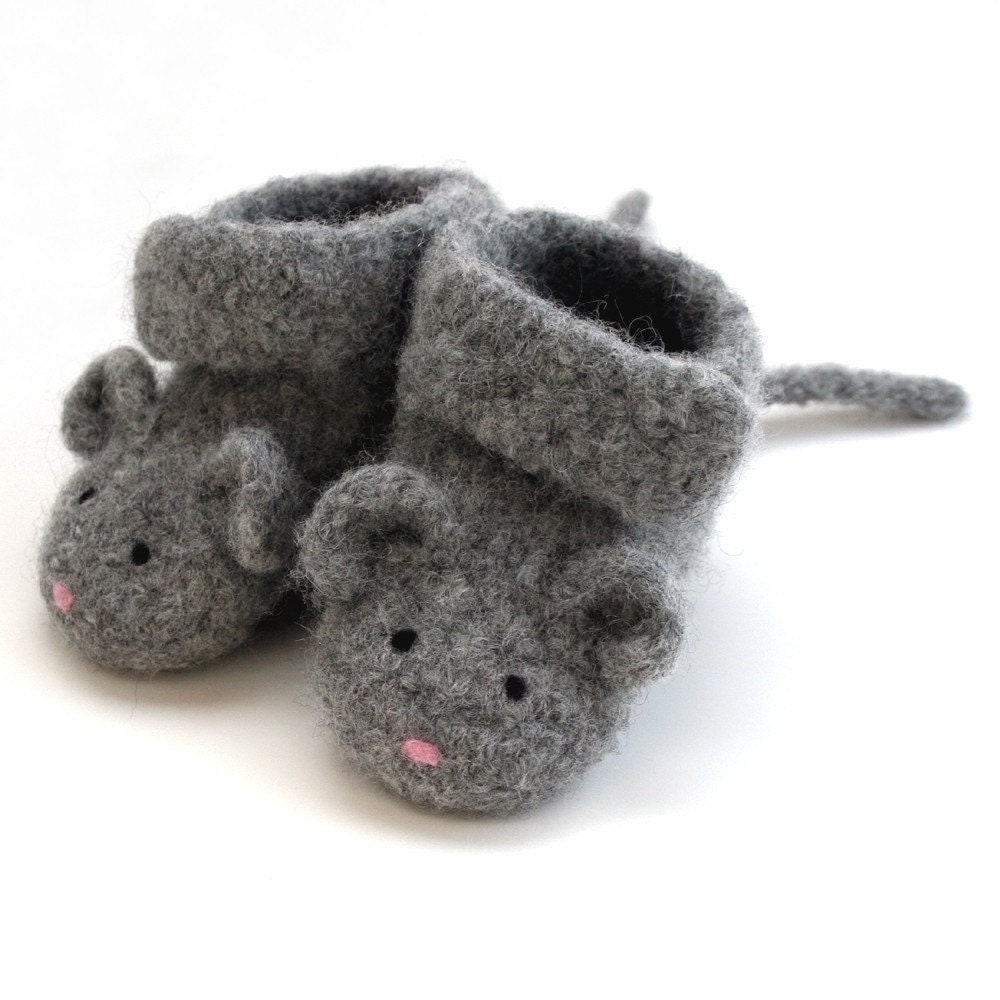 Little Mouse Felted Merino Baby Booties