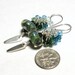 Blue green cluster earrings boro lampwork beads, swarovski crystal cascades and silver charms - Depth Charge