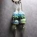 Blue green cluster earrings boro lampwork beads, swarovski crystal cascades and silver charms - Depth Charge