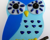 Suncatcher Fused Glass Owl (Turquoise)