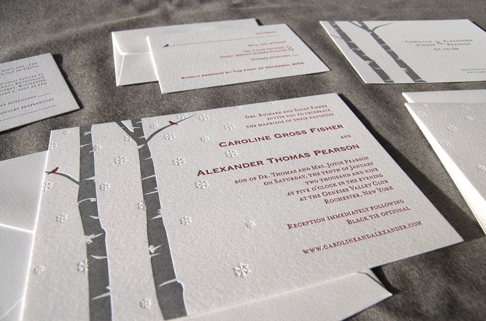 Wonderland, letterpress wedding invitation
