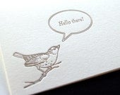 Hello there, letterpress greeting card, SET