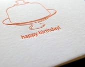 Happy birthday letterpress card set (6), with cake plate