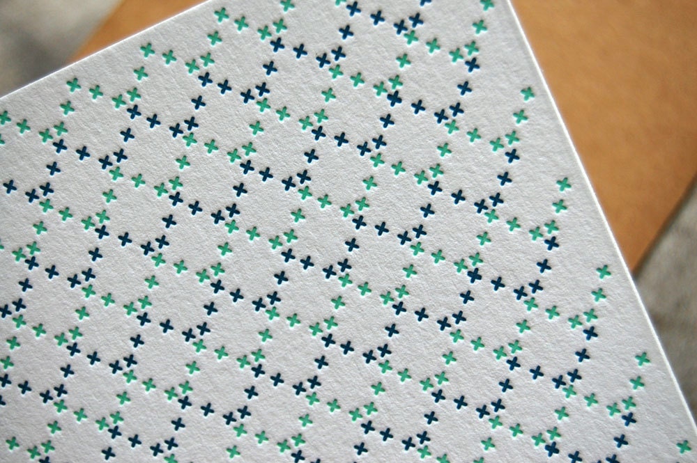 Loop - Letterpress cross stitch card - SET