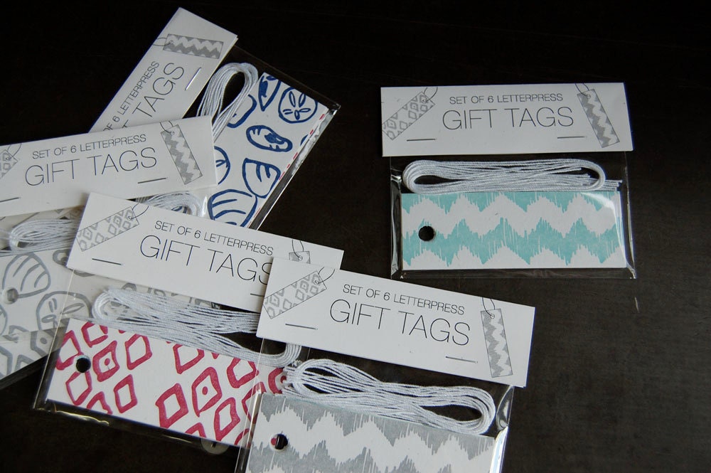 Letterpress gift tags, set of six
