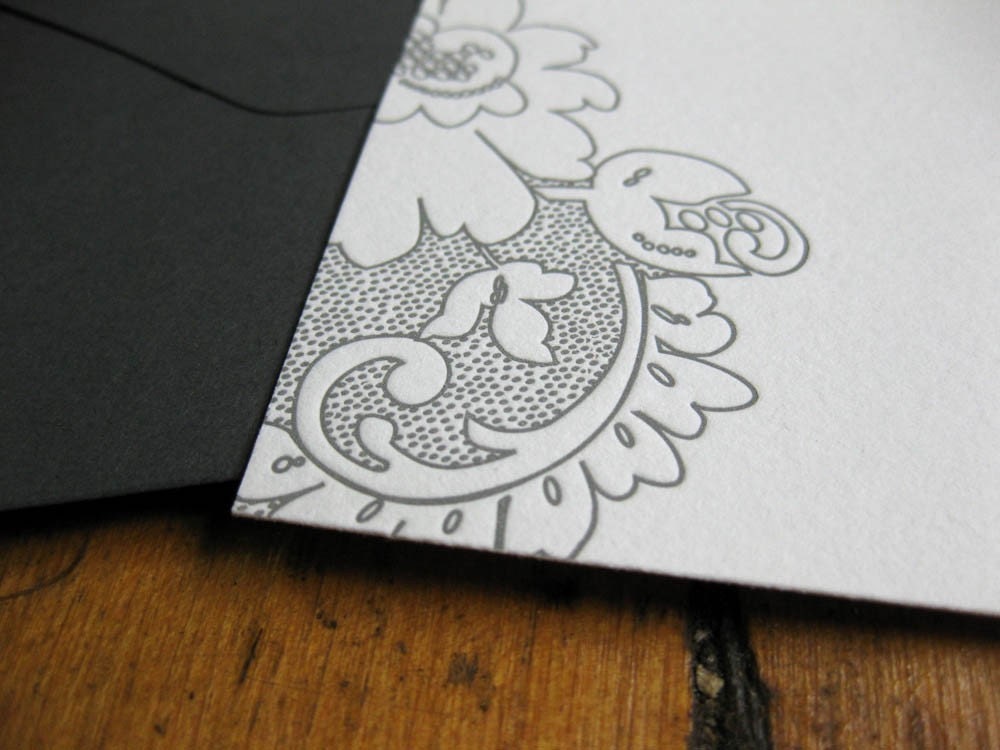 Vintage Lace, letterpress note card set