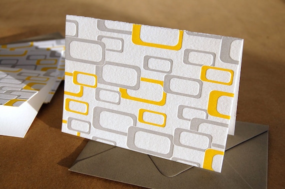 Letterpress mid-century modern card No. 10
