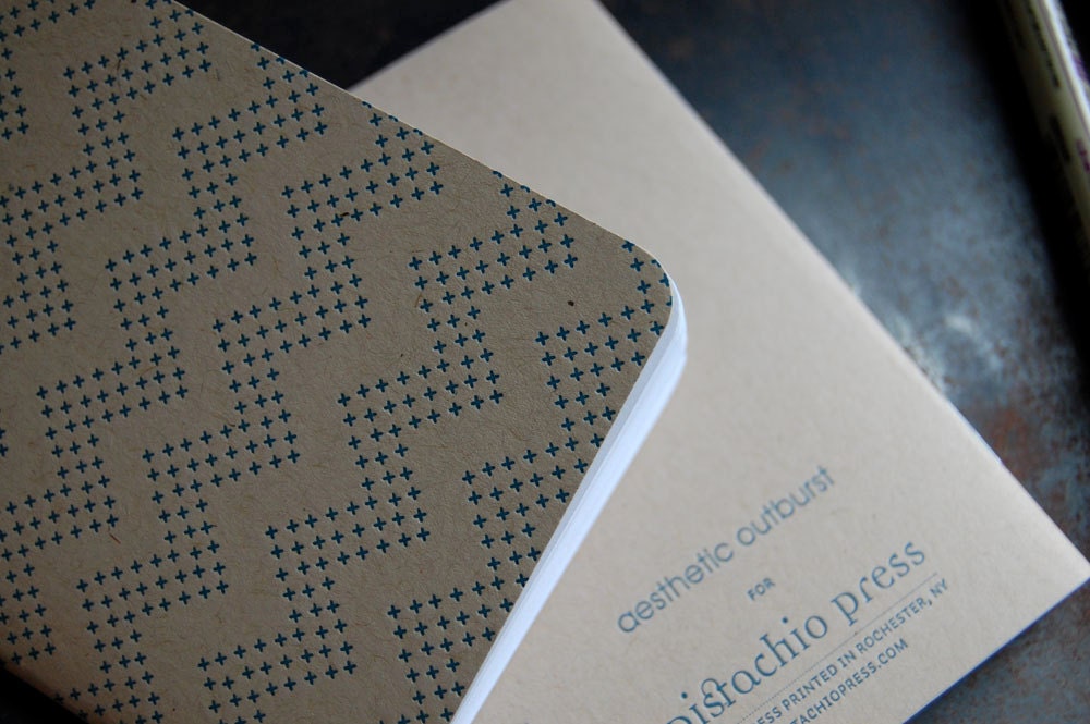 Letterpress Notebooks, cross stitch, set of 3