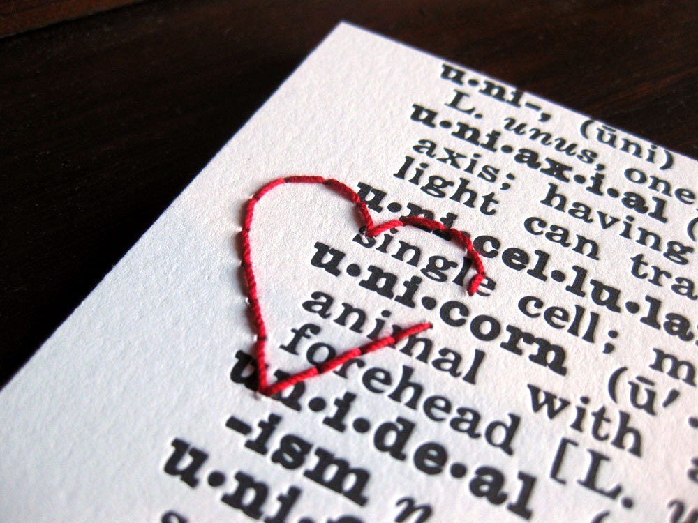 I heart UNICORN : letterpress and embroidery