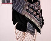 hippie retro rag tag refashioned couture sweater wrap in spring floral