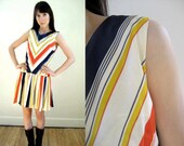 Vintage 60s Retro CHEERLEADER Mini Mod Dress 